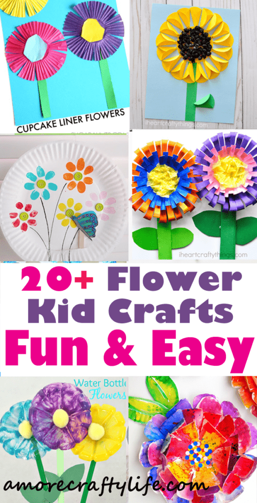 flower kid crafts - crafts for kids - kid craft -#kidscraft #preschool #craftsforkids amorecraftylife.com
