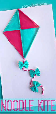 pasta kite craft- craft - kite crafts for kids- spring kid crafts-  kid crafts - amorecraftylife.com #preschool 