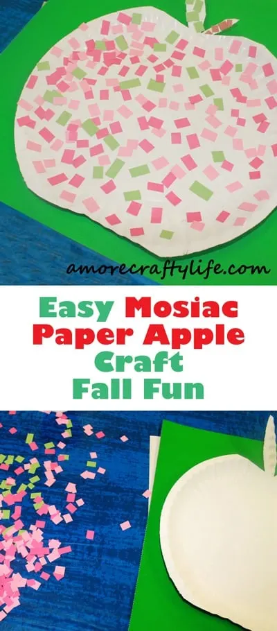 mosaic apple kid craft- amorecraftylife.com - fall kid craft - craft for kids