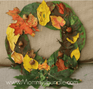 leaf wreath kid crafts - harvest kid crafts - fall kid crafts- crafts for kids - morecraftylife.com