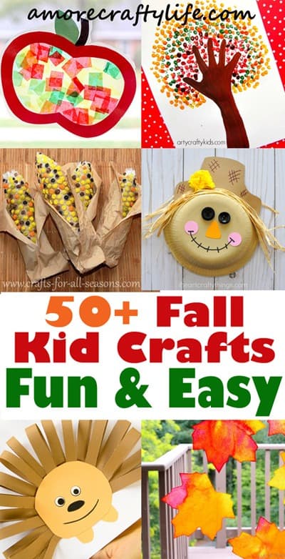 Fall Kid Crafts- easy autumn kid craft - leaves apples - pumpkins - fall tree - amorecraftylife.com #kidscrafts #craftsforkids #preschool