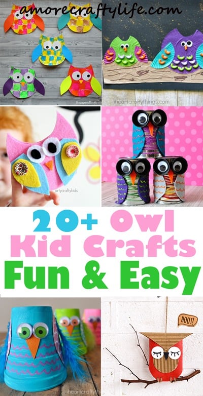 owl kid crafts - crafts for kids - kid craft -#kidscraft #preschool #craftsforkids amorecraftylife.com