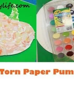 torn paper pumpkin kid craft- fall kid craft - craft for kids amorecraftylife.com