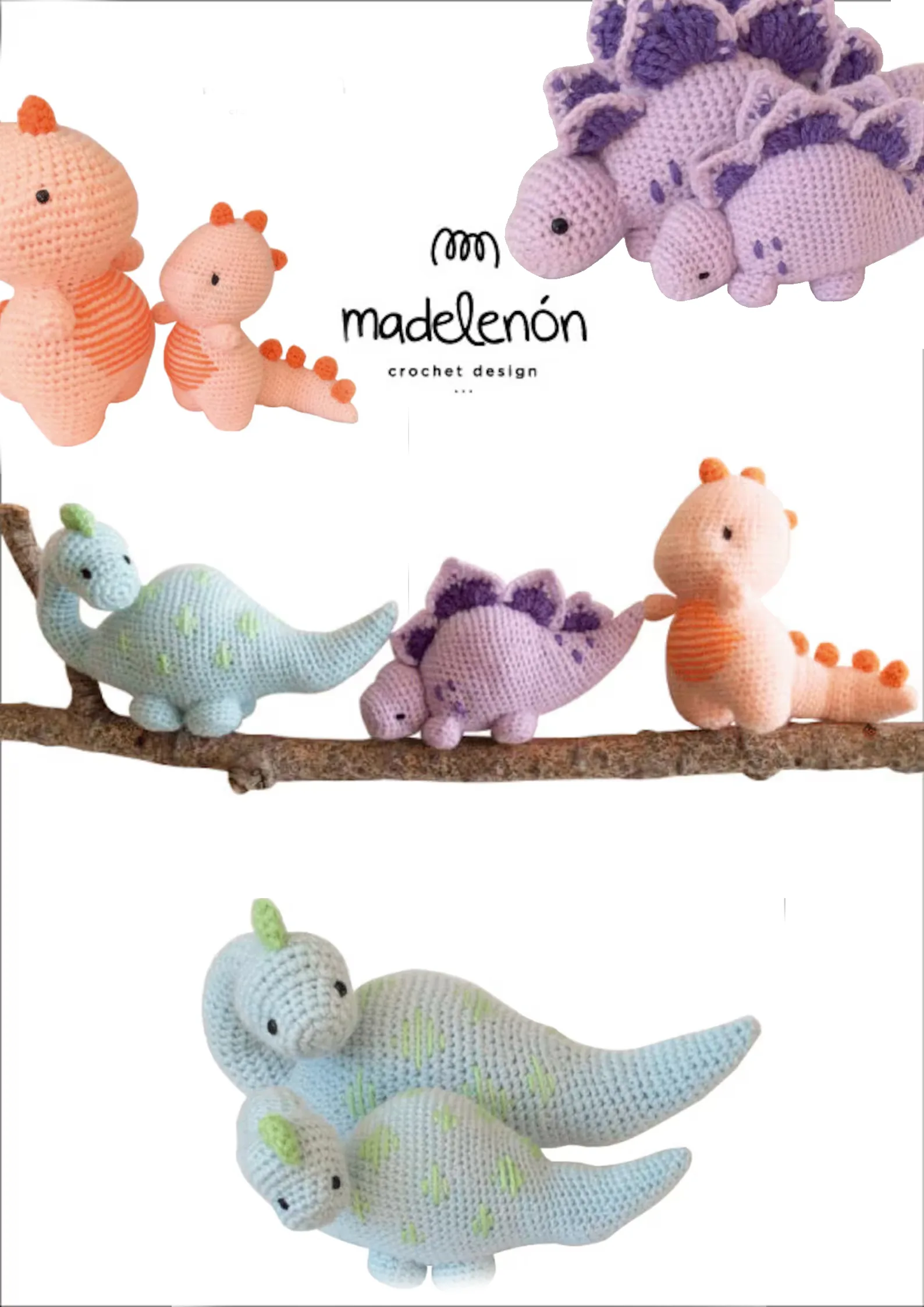 dinosaur crochet patterns - crochet pattern pdf - amorecraftylife.com 