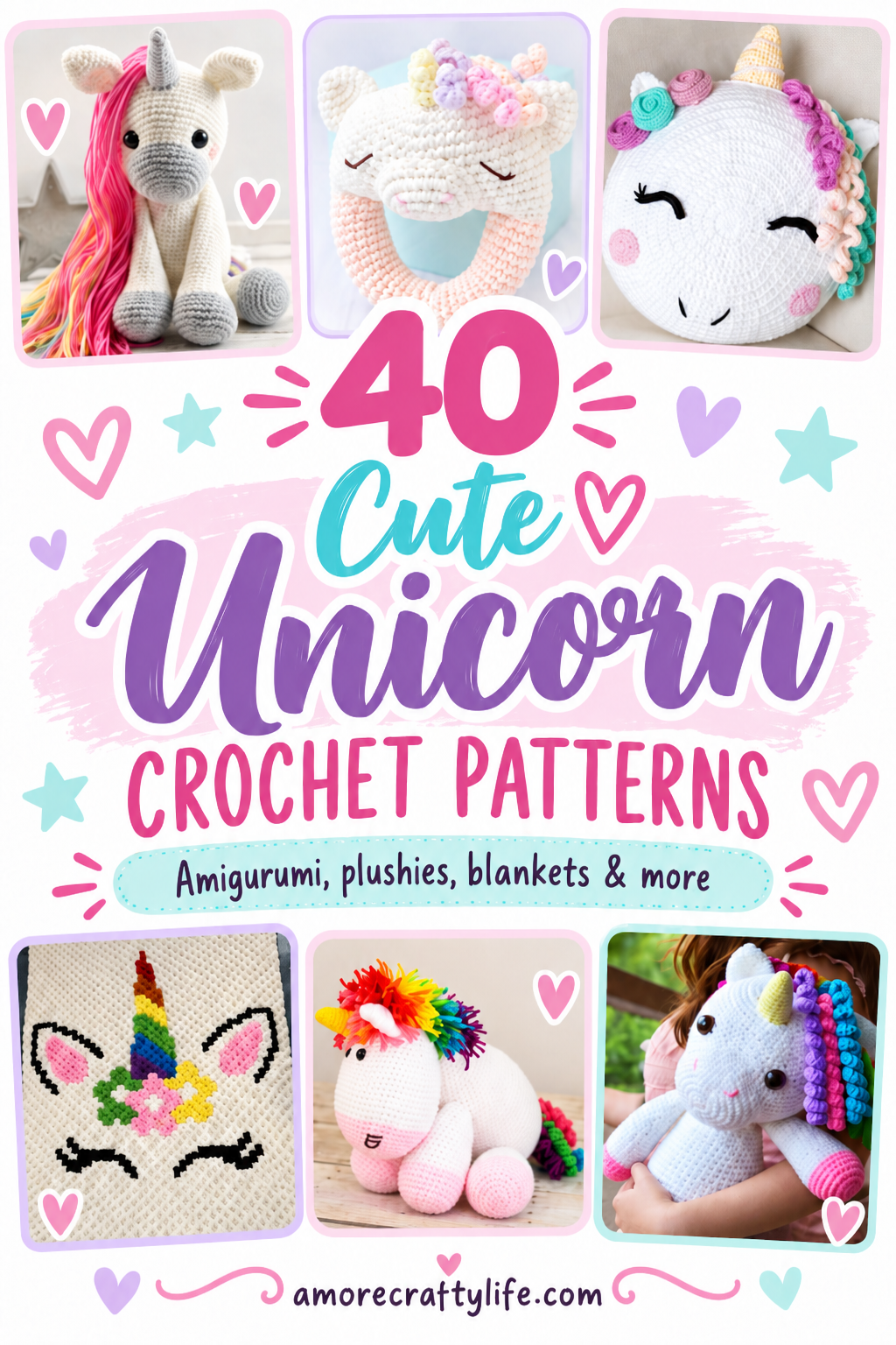 40 unicorn crochet graphic
