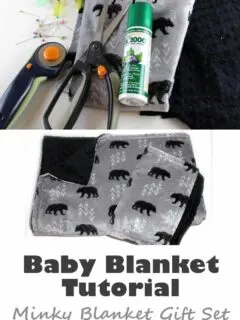 bear minky baby blanket - baby blanket gift set tutorial- minky tips- woodland nursery - amorecraftylife.com #tutorial #baby #nursery #babygift #sewing #tips