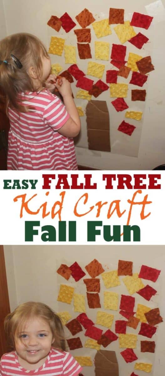Easy Fall Tree Kid Craft - Fall Fabric Leaves Fun - A More Crafty Life