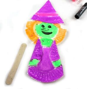 witch puppet kid craft - halloween kid craft -amorecraftylife.com #kidscraft #craftsforkids #preschool