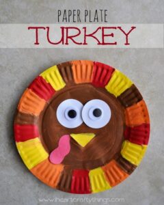 turkey craft for preschoolers - turkey paper plate crafts - fall kid craft - thanksgiving kid craft - acraftylife.com #kidscraft #craftsforkids #preschool