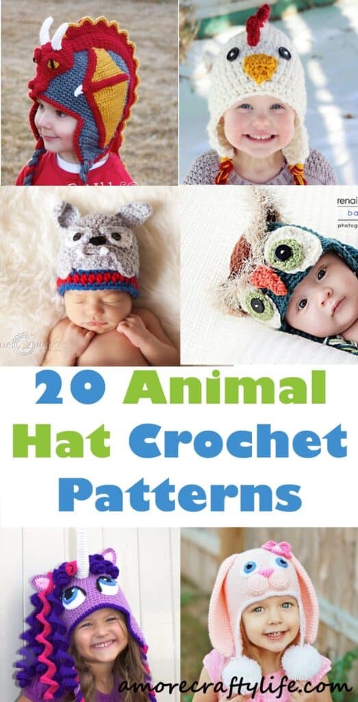 animal hat crochet patterns - crochet pattern pdf - amorecraftylife.com #hat #baby #crochet #crochetpattern