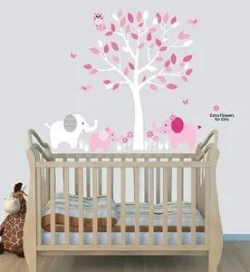 pink elephant nursery ideas - animal nursery - girl nursery theme - amorecraftylife.com #baby #nursery #woodland