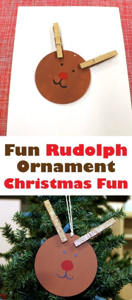 Rudolph Ornament - Christmas kid craft - rudolph craft - - amorecraftylife.com #kidscraft #craftsforkids #preschool #crafts #christmas #tutorial