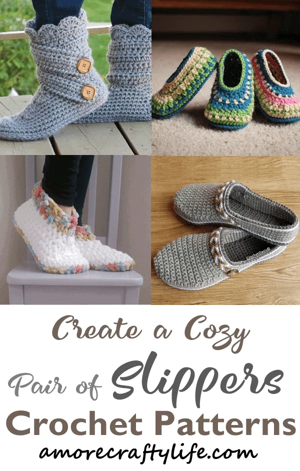 slipper crochet patterns - crochet pattern pdf - amorecraftylife.com #crochet #crochetpattern