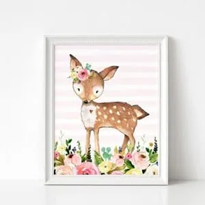 girl deer nursery - girl Woodland nursery idea - girl nursery theme - animal nursery - amorecraftylife.com #baby #nursery #babygift #woodland