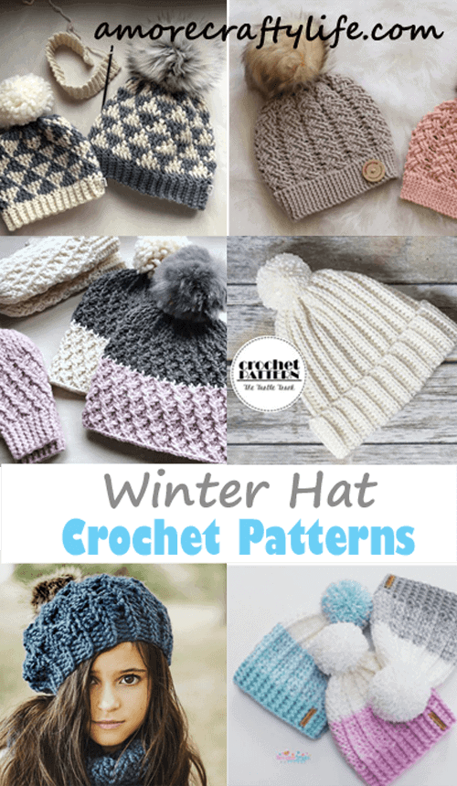 winter hat crochet patterns - crochet pattern pdf - amorecraftylife.com #crochet #crochetpattern