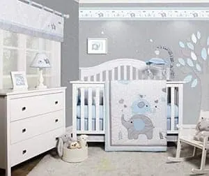 blue boy elephant nursery ideas - animal nursery - boy nursery theme - jungle theme - amorecraftylife.com #baby #nursery #babyboy