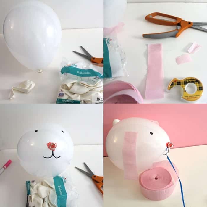 balloon bunny kid crafts - easter kid crafts - arts and crafts activities -spring kid craft- amorecraftylife.com #kidscraft #craftsforkids #easter #preschool