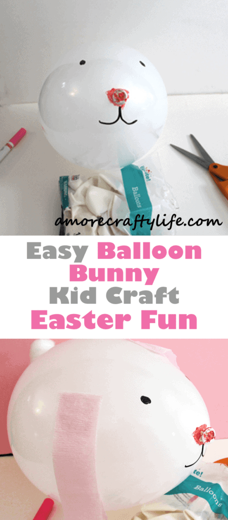 balloon bunny kid crafts - easter kid crafts - arts and crafts activities -spring kid craft- amorecraftylife.com #kidscraft #craftsforkids #easter #preschool