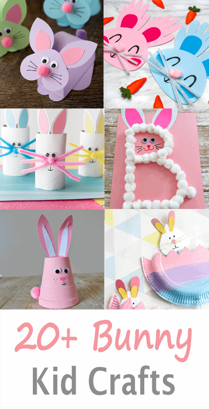 bunny kid crafts - easter kid crafts - arts and crafts activities -spring kid craft- amorecraftylife.com #kidscraft #craftsforkids #easter #preschool