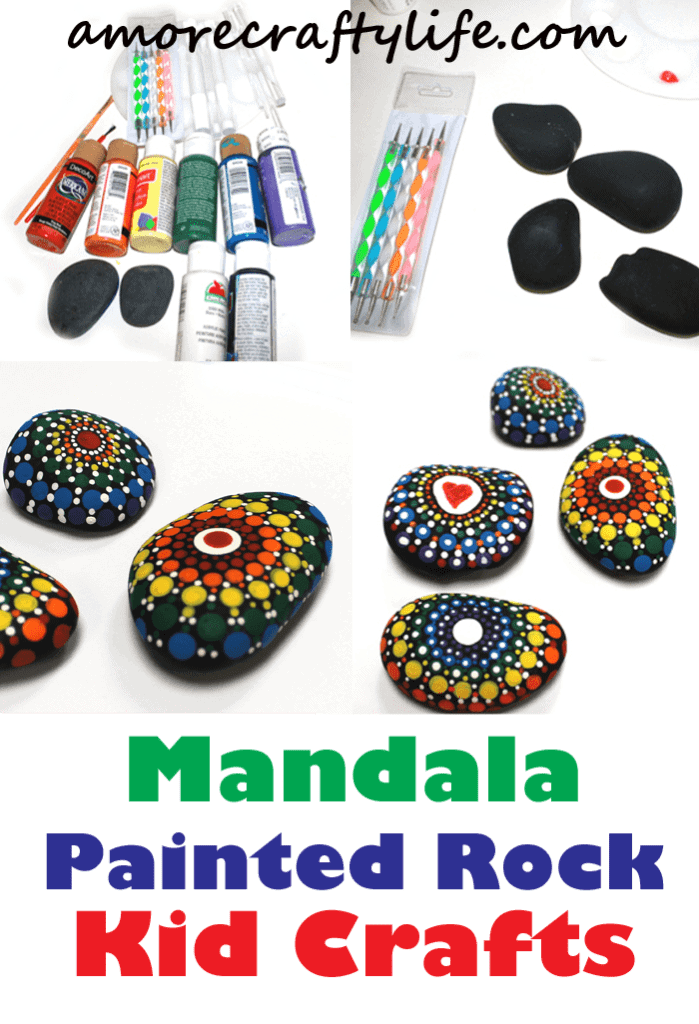 Mandala Rock Kid Crafts - dot rock painting - insect kid craft amorecraftylife.com #kidscrafts #craftsforkids #diy