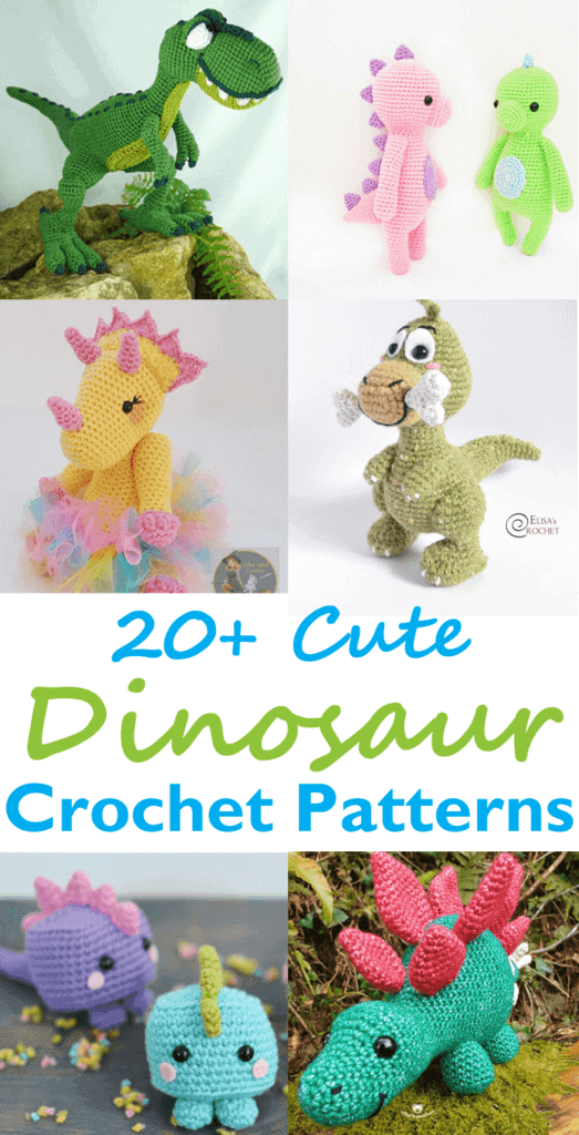 dinosaur crochet patterns - crochet pattern pdf - amorecraftylife.com #crochet #diy