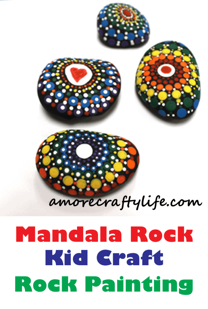 Mandala Rock Kid Crafts - dot rock painting - insect kid craft amorecraftylife.com #kidscrafts #craftsforkids #diy