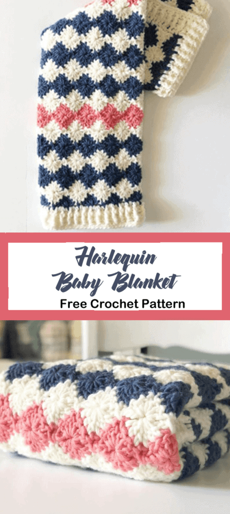 harlequin baby blanket free crochet pattern - bulky yarn- pattern pdf - amorecraftylife.com #crochet #crochetpattern #freecrochetpattern