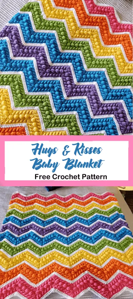 hugs kisses baby blanket free crochet pattern - ripple crochet pattern- pattern pdf - amorecraftylife.com #crochet #crochetpattern #freecrochetpattern