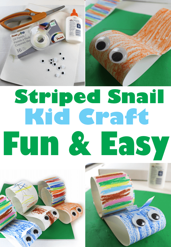 striped paper snail Kid Craft- amorecraftylife.com #kidscrafts #craftsforkids #preschool