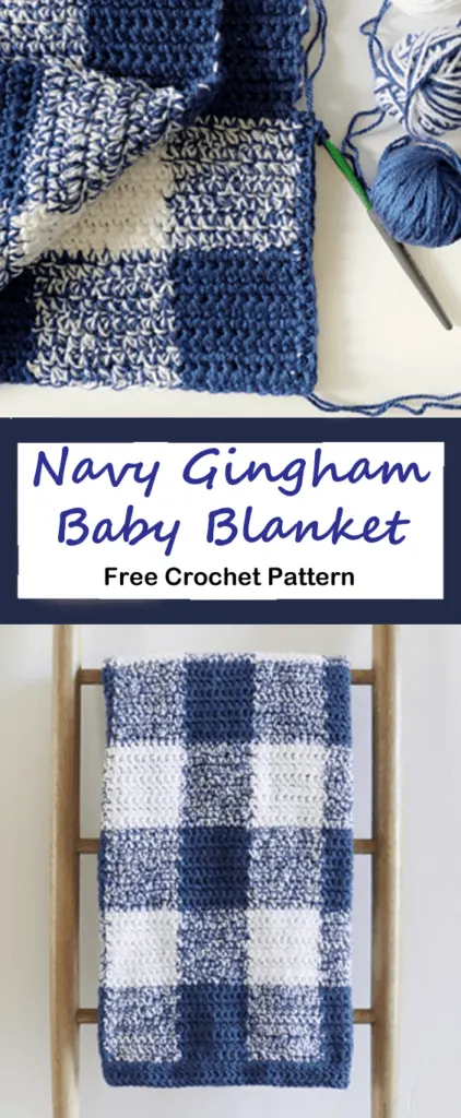 navy gingham baby blanket crochet pattern - amorecraftylife.com #baby #crochet #crochetpattern #freecrochetpattern