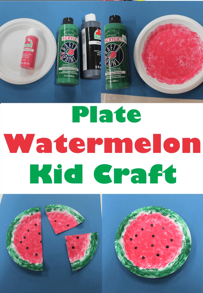 Plate watermelon Kid Craft- amorecraftylife.com #kidscrafts #craftsforkids #preschool