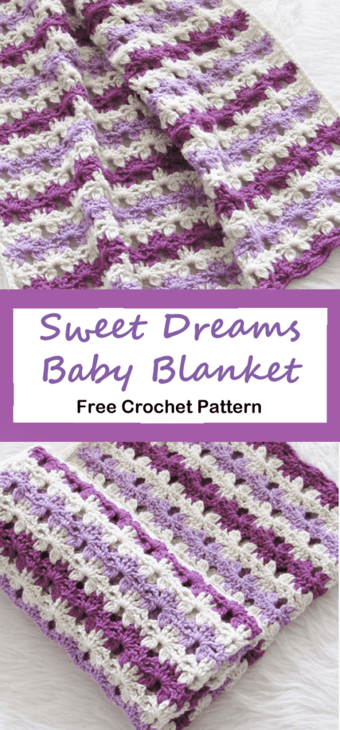 purple sweet dreams baby blanket crochet pattern - amorecraftylife.com #baby #crochet #crochetpattern #freecrochetpattern