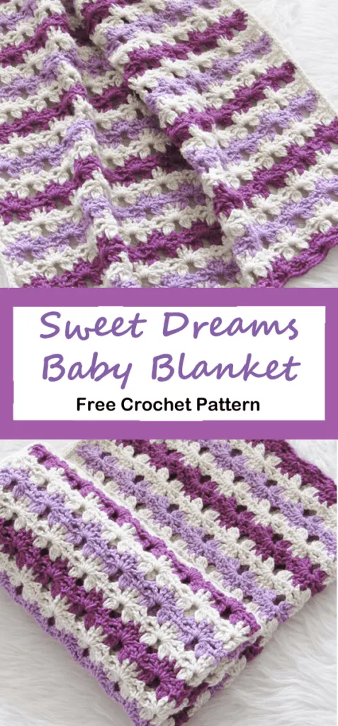 purple sweet dreams baby blanket crochet pattern - amorecraftylife.com #baby #crochet #crochetpattern #freecrochetpattern