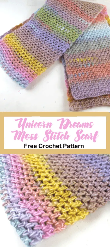 unicorn dreams scarf crochet pattern - moss stitch tutorial - amorecraftylife.com #baby #crochet #crochetpattern #freecrochetpattern