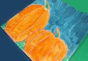 watercolor pumpkin kid crafts- fall kid craft - autumn kid craft - amorecraftylife.com #kidscrafts #craftsforkids #preschool #fall