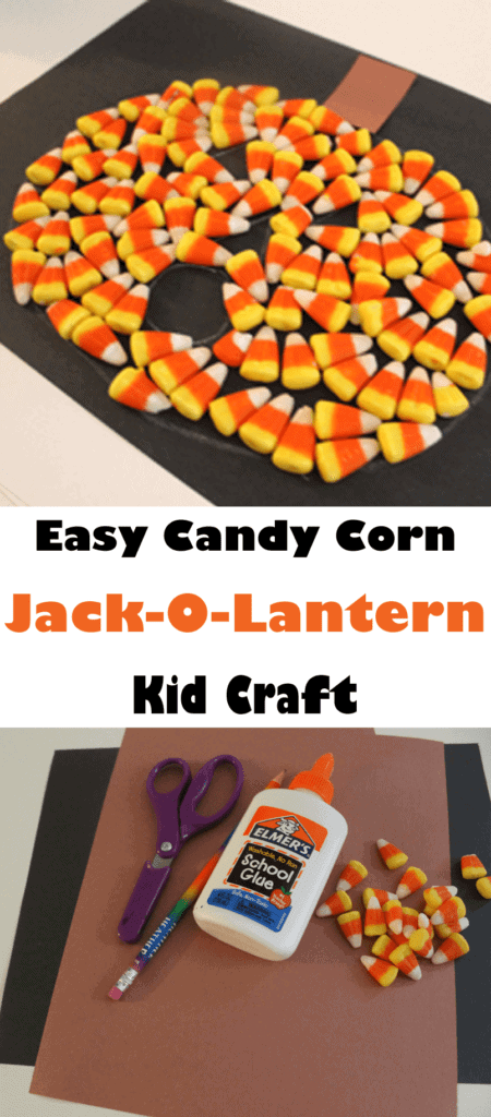 candy corn jack-o-lantern kid craft - halloween kid craft -amorecraftylife.com #kidscraft #craftsforkids #preschool