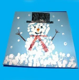 fingerprint snowman kid craft - winter kid craft- winter preschool craft -kingergarten - toddler - amorecraftylife.com #kidscraft #craftsforkids #winter #preschool