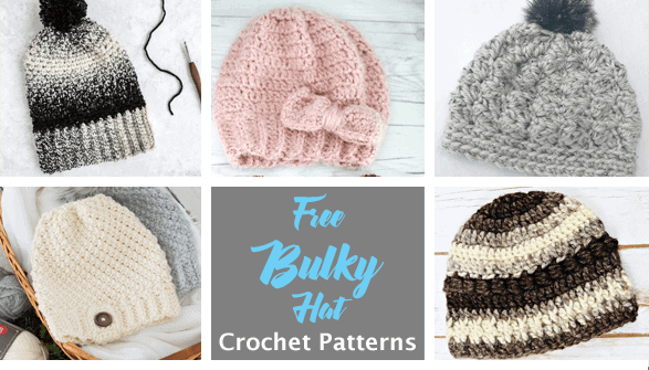 free bulky crochet hat patterns - winter hat - beanie crochet pattern - amorecraftylife.com #hat #crochet #crochetpattern