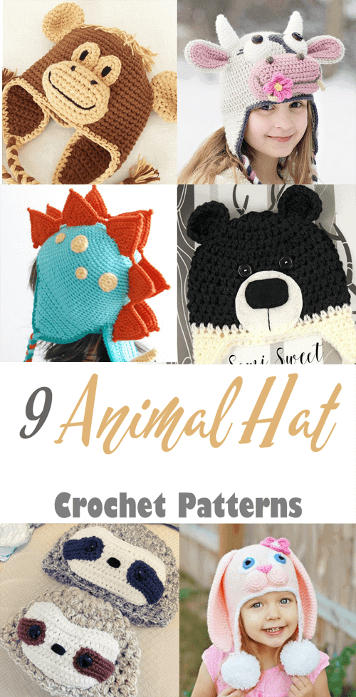 animal crochet patterns - winter hat crochet patterns - crochet pattern pdf - amorecraftylife.com #crochet #crochetpattern