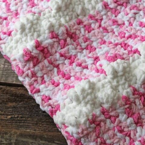 Crochet Baby Blanket Pink And Light Gray With Picot Edges Help a SIck Puppy! 