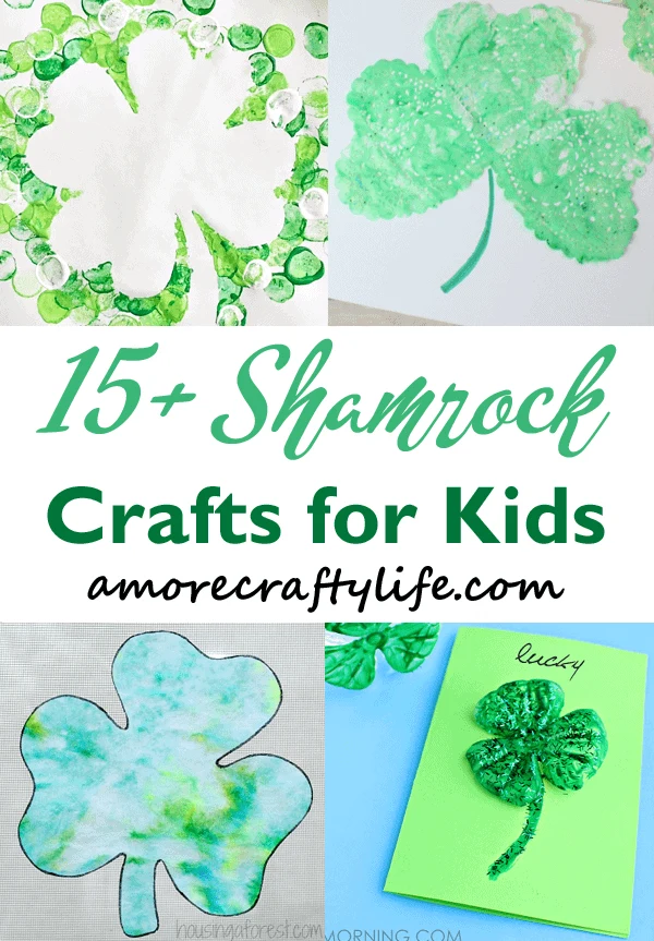 shamrock Crafts for kids- st Patrick's day kid craft - amorecraftylife.com #kidscrafts #craftsforkids #preschool