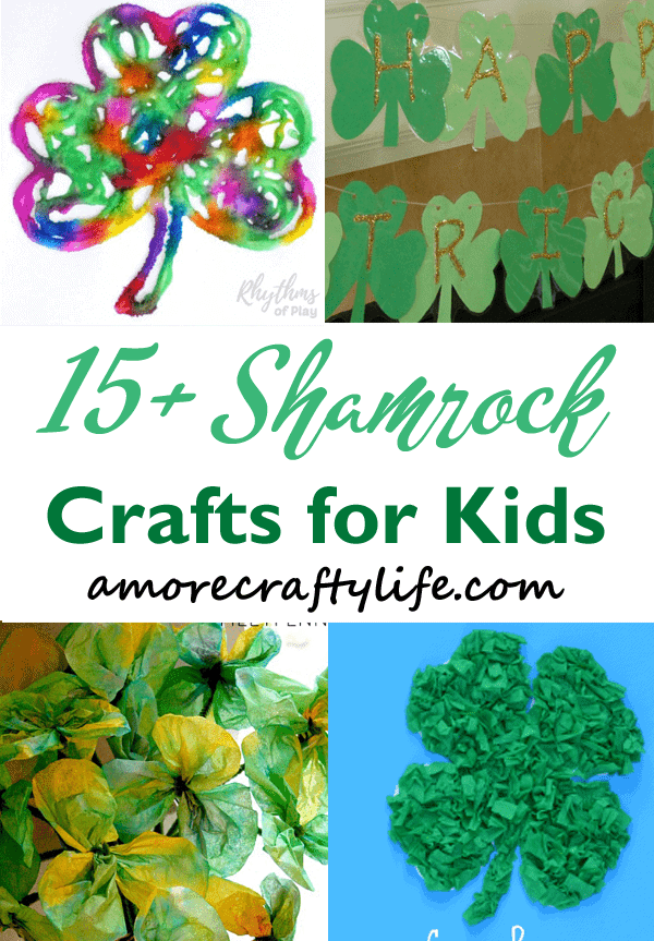 shamrock Crafts for kids- st Patrick's day kid craft - amorecraftylife.com #kidscrafts #craftsforkids #preschool