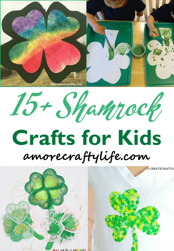 shamrock Crafts for kids- st Patrick's day kid craft - amorecraftylife.com #kidscrafts #craftsforkids #preschool