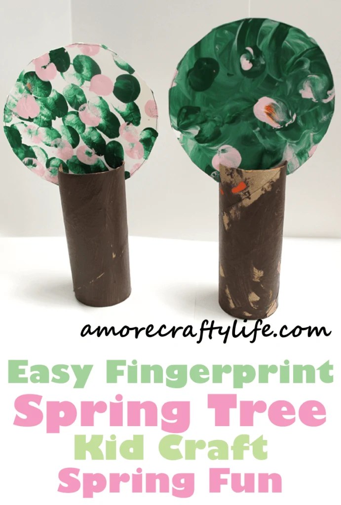 fingerprint spring tree kid crafts- cherry blossom kid craft - crafts for kids - amorecraftylife.com #kidscrafts #craftsforkids #preschool #spring