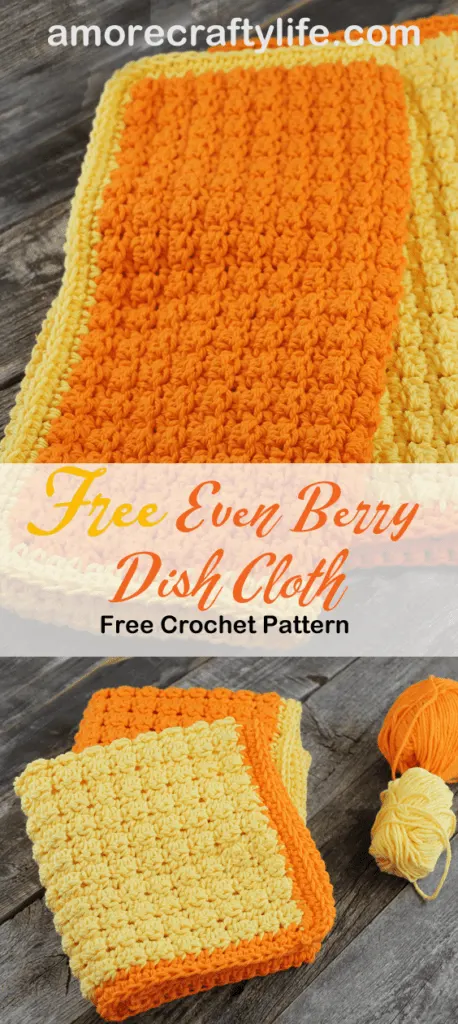 free printable even berry crochet dish cloth crochet pattern -amorecraftylife.com #crochet #crochetpattern #diy #freecrochetpattern