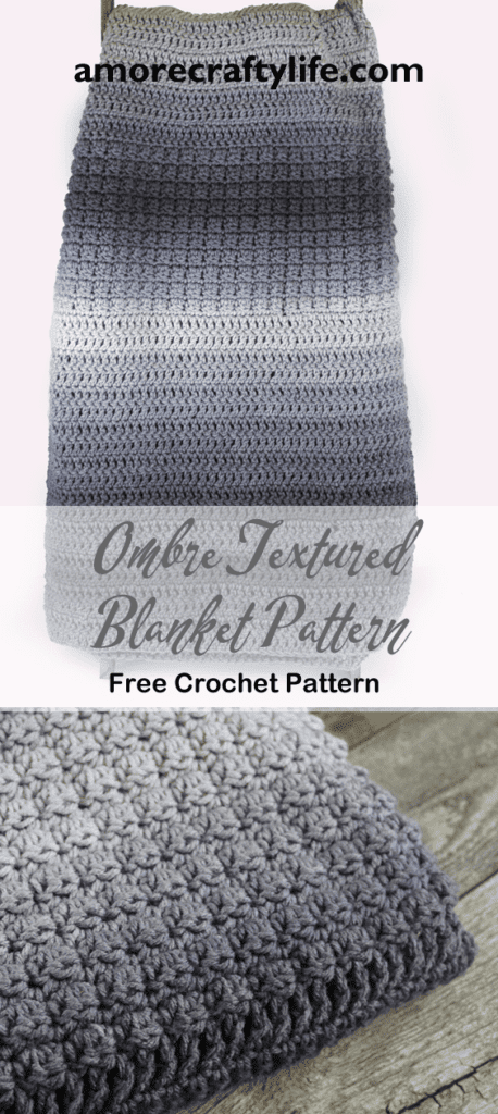 free ombre textured throw blanket crochet pattern - crochet throw pattern- crochet blanket pattern -amorecraftylife.com #crochet #crochetpattern #freecrochetpattern