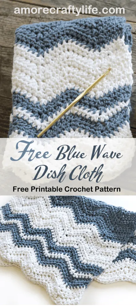 free blue wave crochet dishtowel crochet pattern -amorecraftylife.com #crochet #crochetpattern #diy #freecrochetpattern