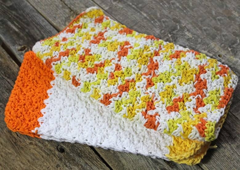 free printable creamsicle crochet dishcloth pattern -amorecraftylife.com #crochet #crochetpattern #diy #freecrochetpattern