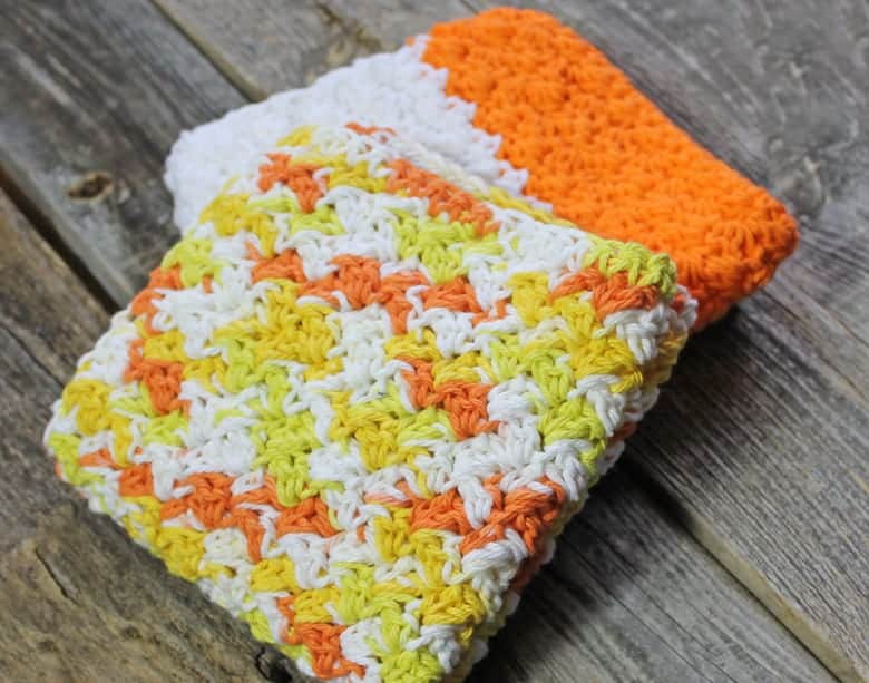 free printable creamsicle crochet dishcloth pattern -amorecraftylife.com #crochet #crochetpattern #diy #freecrochetpattern