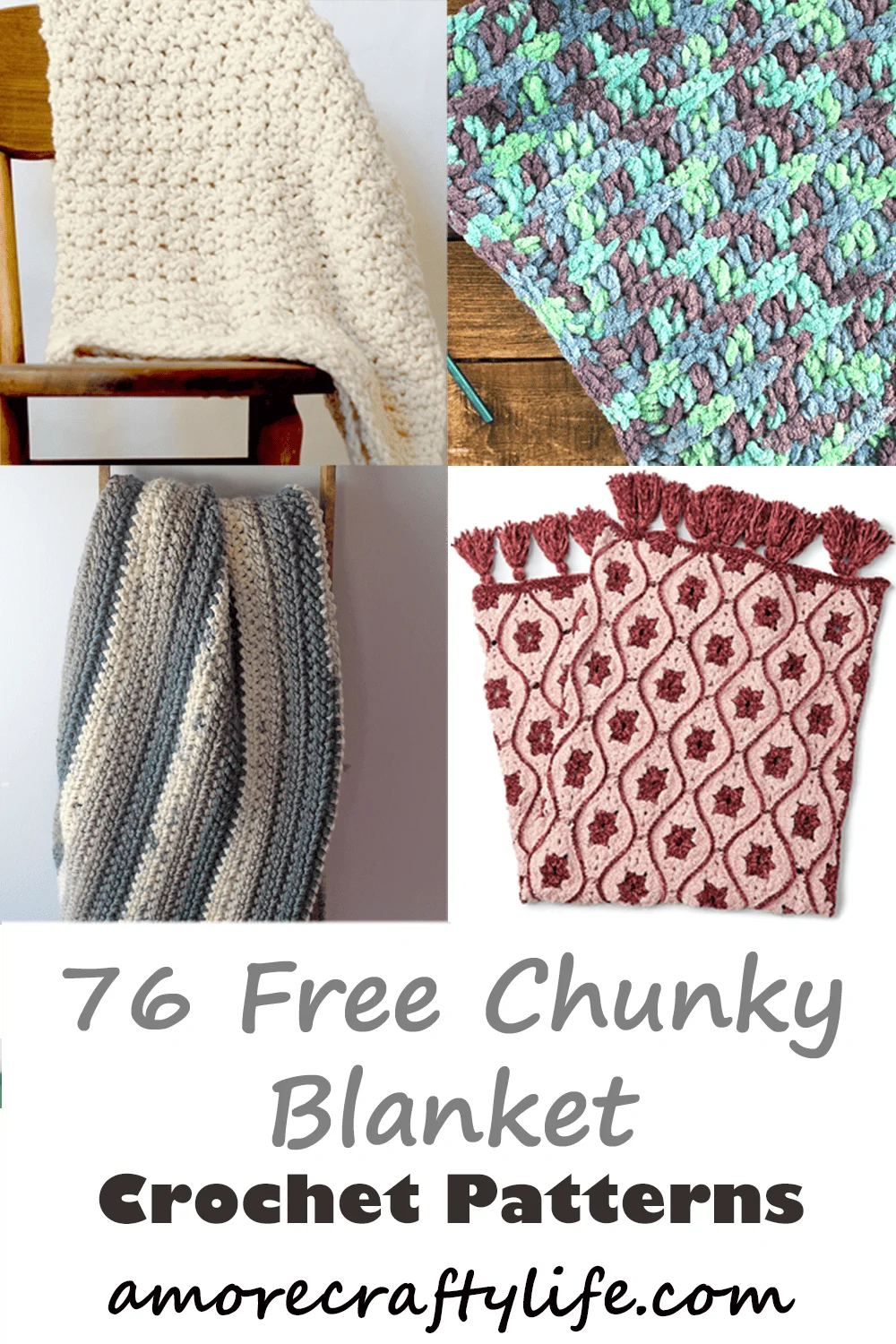 chunky crochet blanket patterns - crochet throw pattern- crochet blanket pattern - baby blanket - free crochet blanket - bernat blanket yarn amorecraftylife.com #crochet #crochetpattern #freecrochetpattern #crochetblanket